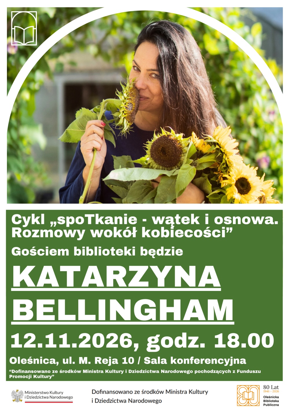 Plakat promujący spotkanie z Katarzyną Bellingham. Informacje z plakatu znajdują się w tekście artykułu.