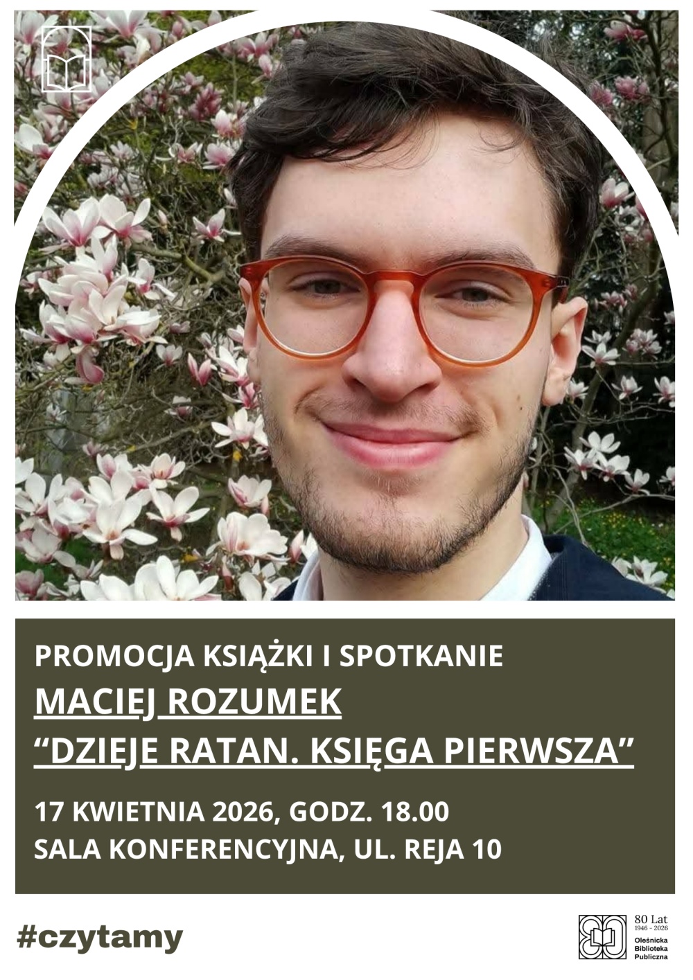 Plakat promujący spotkanie z Maciejem Rozumkiem
