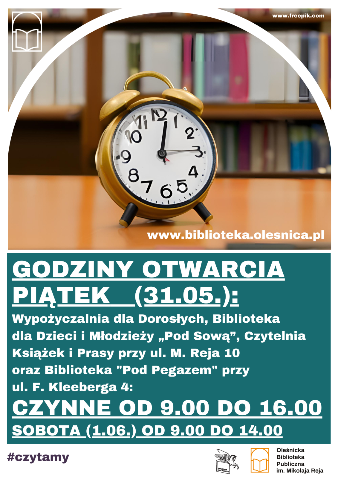 Plakat o godzinach otwarcia w piątek i sobotę