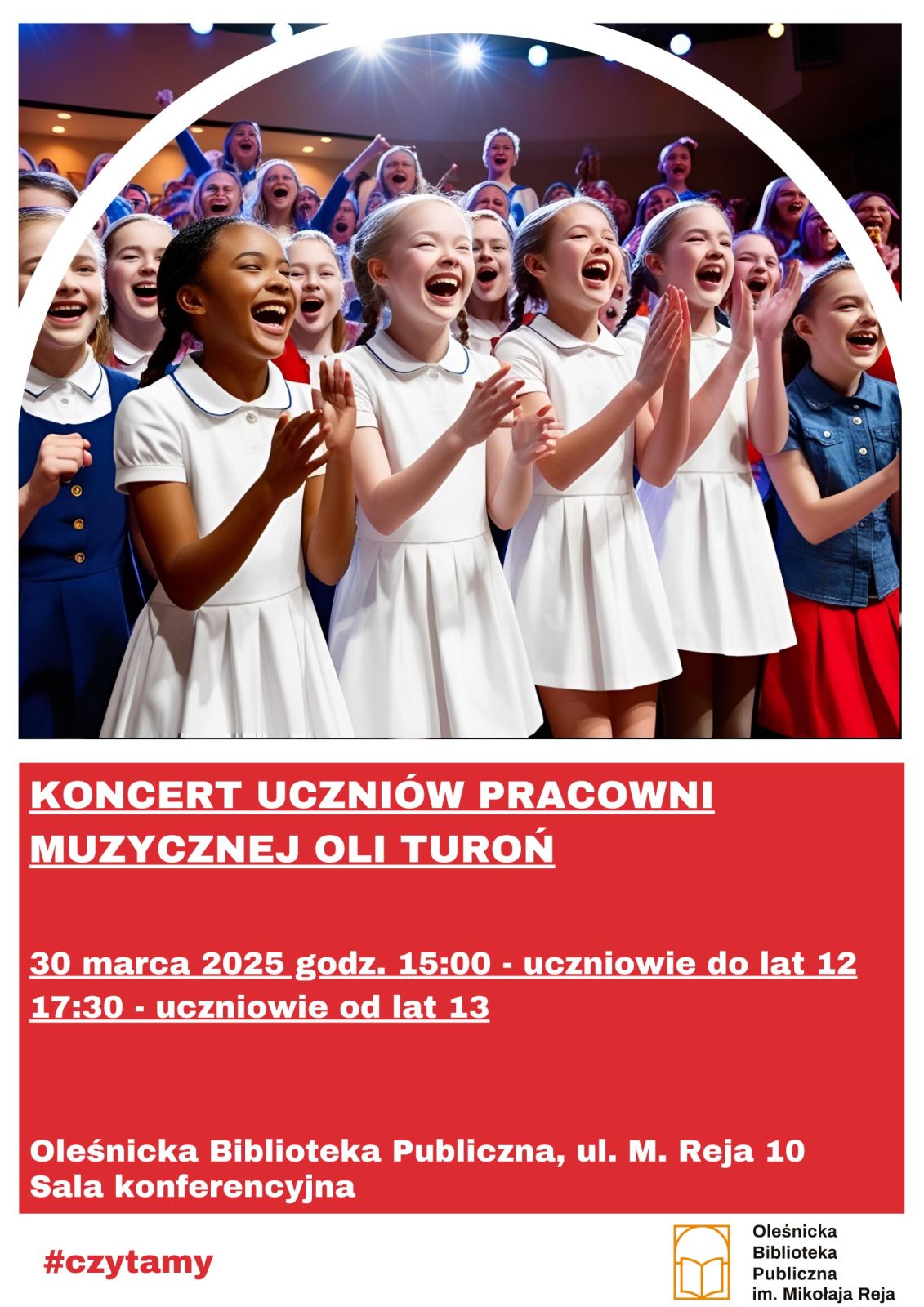 Plakat informujący o koncercie uczniów Oli Turoń