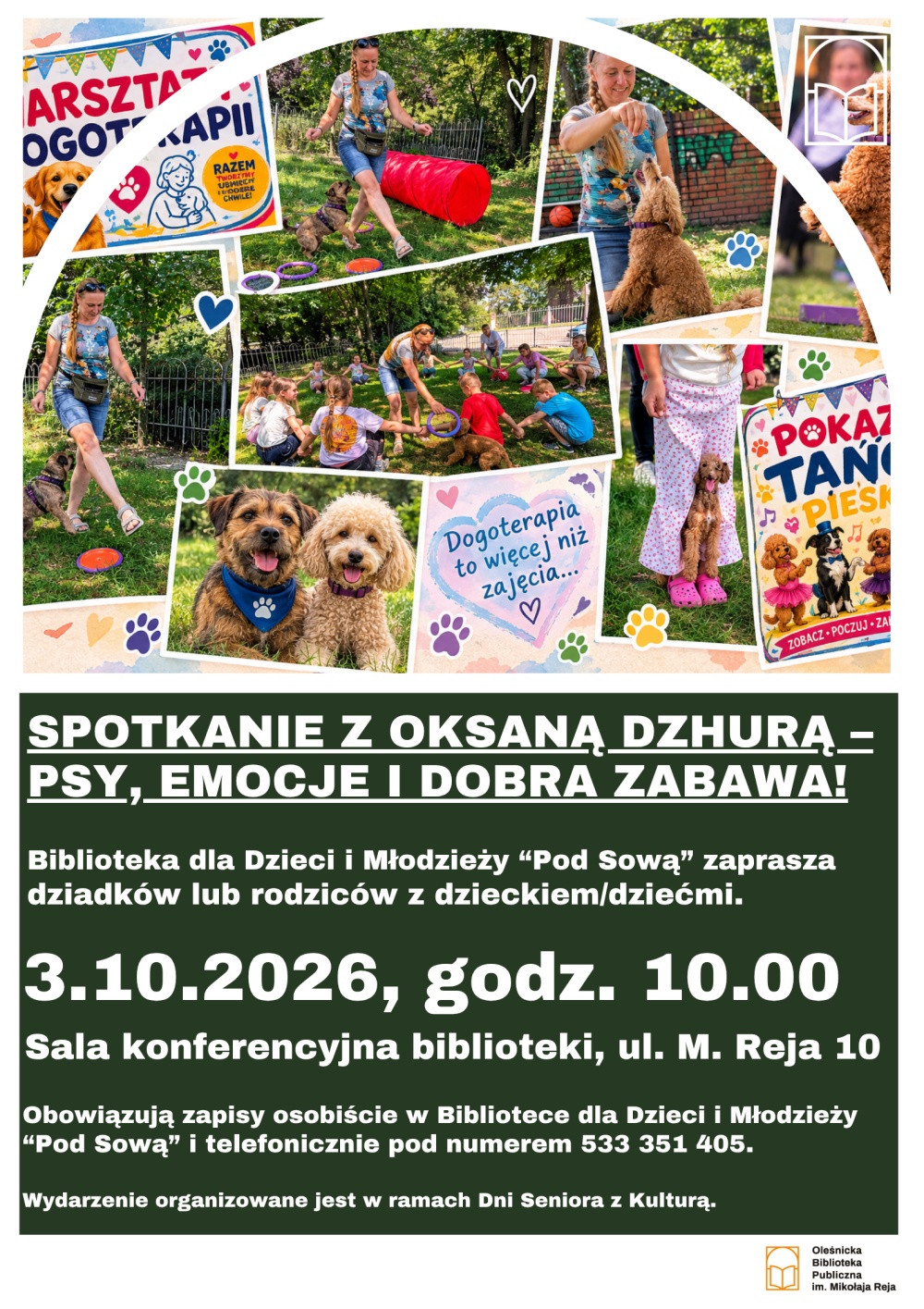 Plakat zapowiadający spotkanie z Oksaną Dzhurą