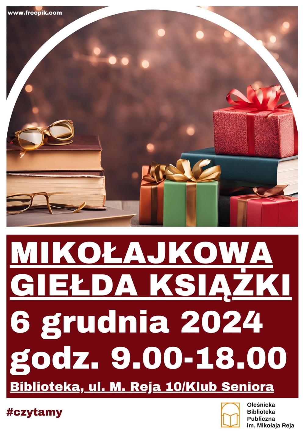 Plakat informujący o giełdzie książki Plakat informujący o giełdzie książki