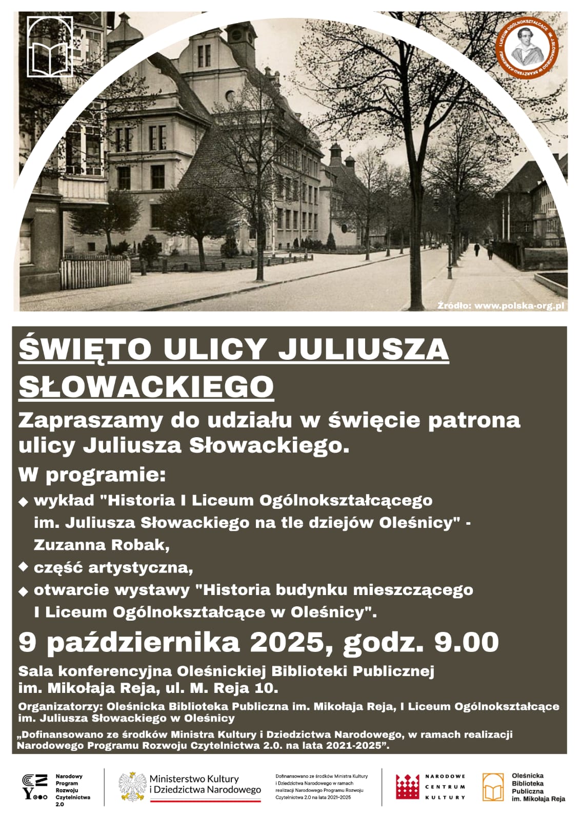 Plakat promujący Święto ulicy Juliusza Słowackiego