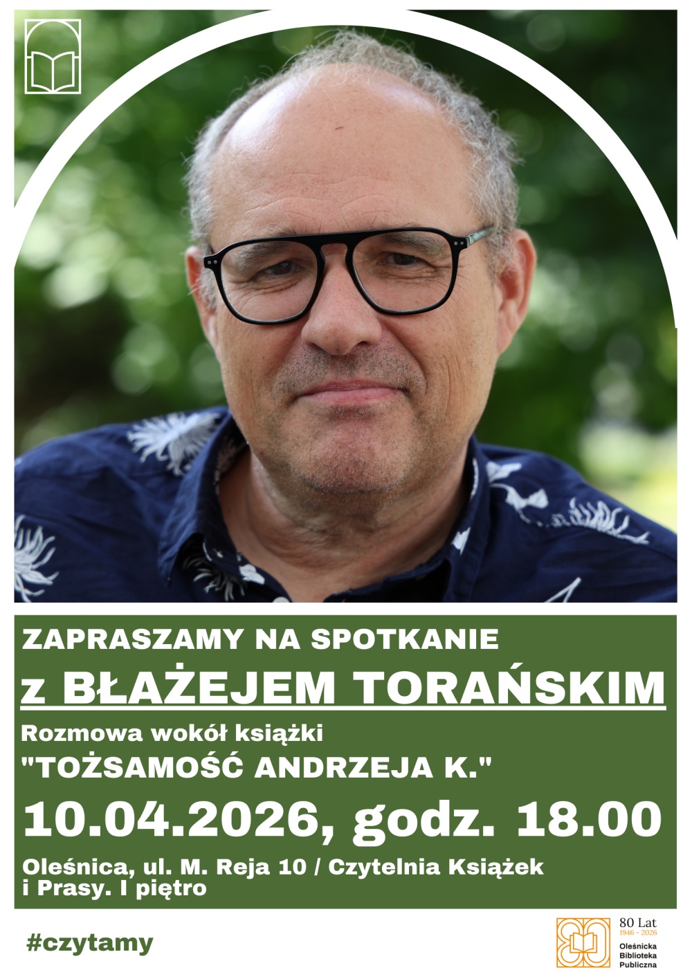 Plakat promujący spotkanie autorskie
