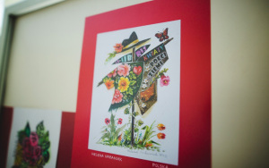 Plansza z XII Międzynarodowej Wystawy Ekslibrisów i Małych Form Graficznych Kwiaty. Poeci Ziemi