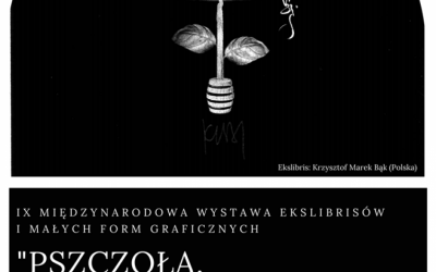 Plakat promujący IX międzynarodową wystawę ekslibrisów i małych form graficznych