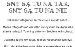 Grafika informacyjna promująca wystawę fotografii Agnieszki Przybyłowicz