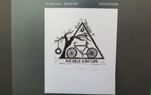 Plansza z X międzynarodowej wystawy ekslibrisów i małych form graficznych "Rowerem bliżej natury"