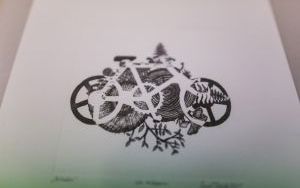 Plansza z X międzynarodowej wystawy ekslibrisów i małych form graficznych "Rowerem bliżej natury"