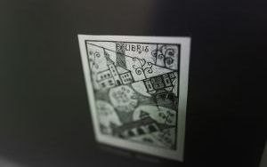 Plansza z X międzynarodowej wystawy ekslibrisów i małych form graficznych "Rowerem bliżej natury"