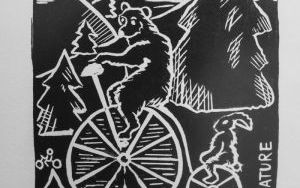 Plansza z X międzynarodowej wystawy ekslibrisów i małych form graficznych "Rowerem bliżej natury"