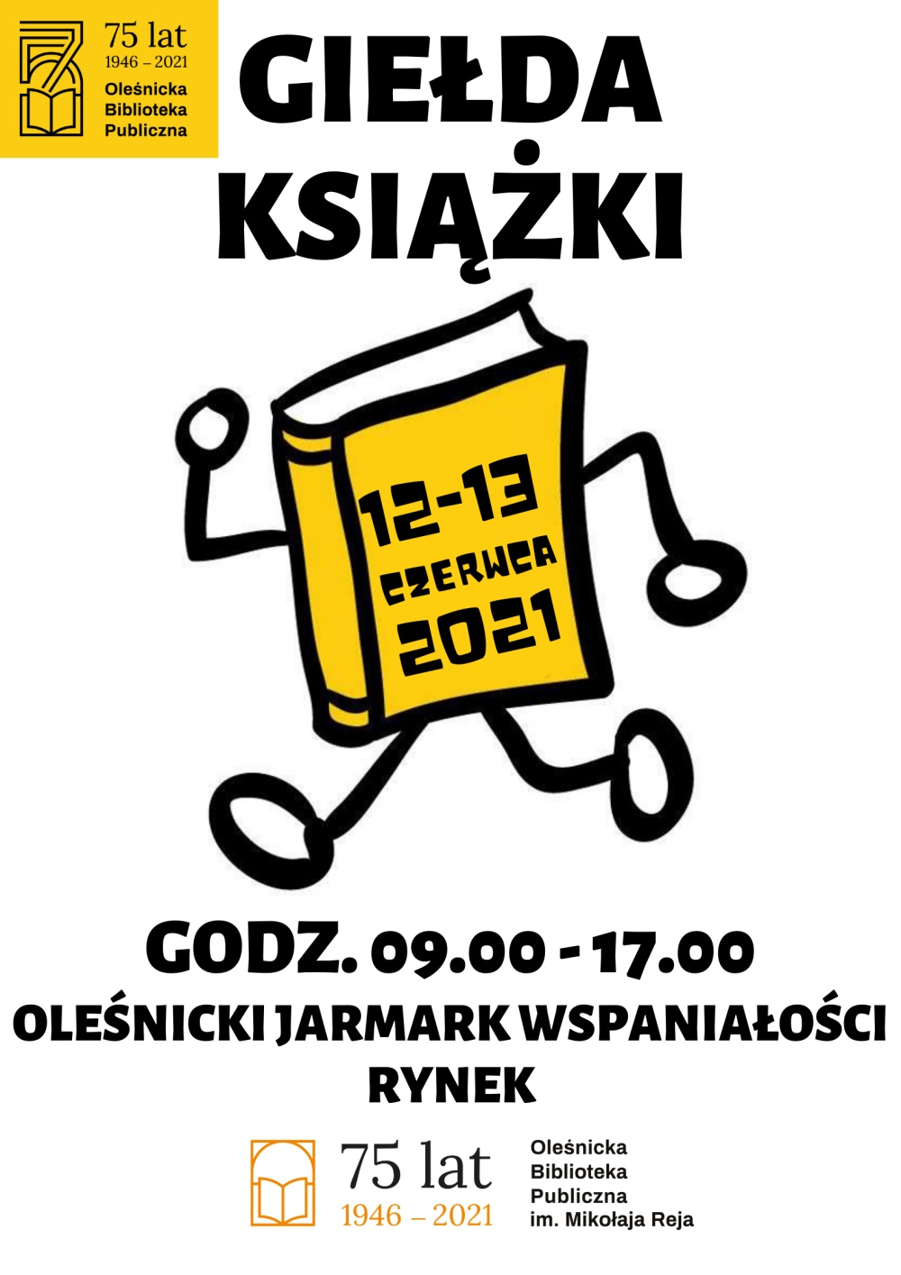 Plakat promujący czerwcową Giełdę Książki na oleśnickim rynku
