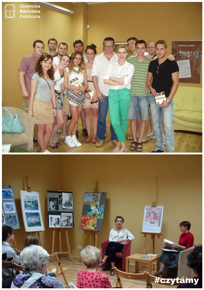 Zdjęcia ze spotkań z Anną Dziewit-Meller w oleśnickiej Bibliotece