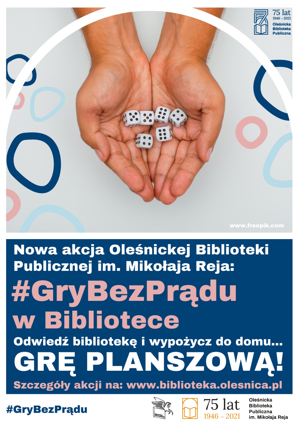 Plakat promujący możliwość wypożyczania w bibliotece gier planszowych