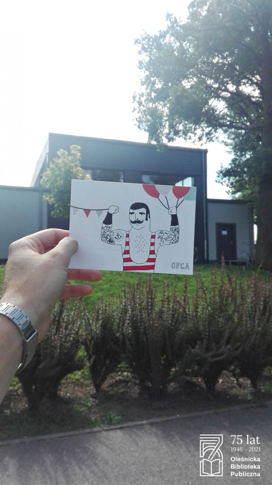 Kartka pocztowa z projektem muralu, który powstał w ramach festiwalu OFCA